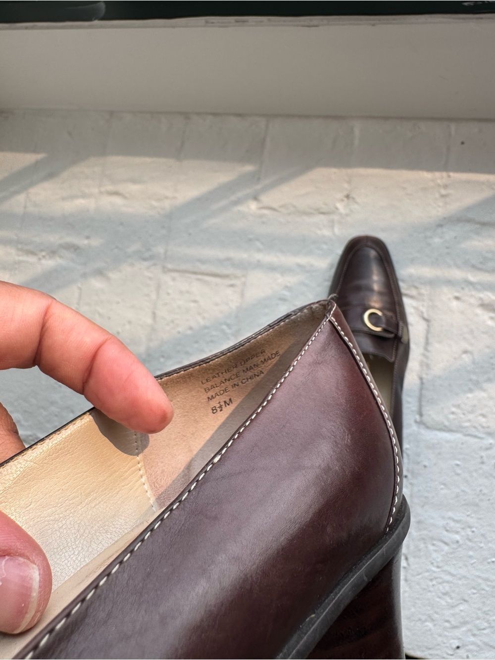 Vintage Joan & David Women's Leather Heeled Loafers in Dark Brown - Picture 8 of 8